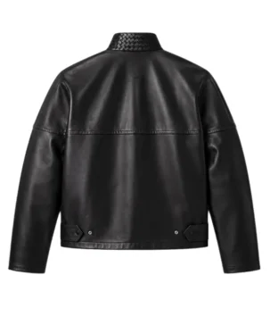 Bottega Veneta 1960's Inspired Intrecciato Black Leather Blouson Jacket