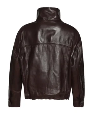 The Jacket World Brown Roland Sculpted Leather Bomber Jacket