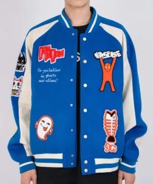 Anime Series Dandadan 2025 Seiko Ayase Blue Letterman Varsity Jacket
