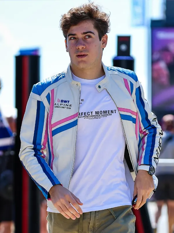 BWT Alpine Formula One Team Franco Colapinto White Leather Racer Jacket