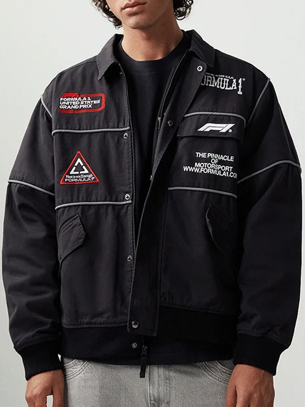 Formula 1 Austin Grid United States Grand Prix Black Cotton Racing Jacket