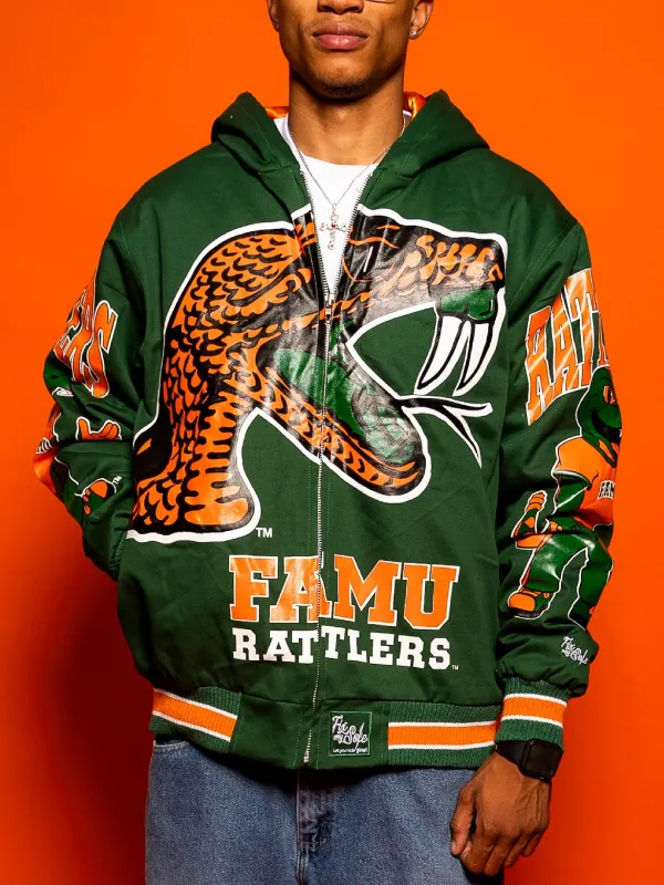 NCAA College Football Florida A&M University FAMU Rattlers Green Hooded Jacket