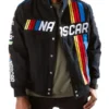 National Association for Stock Car Auto Racing Multi-Colored Racing Stripes Black Cotton Jacket