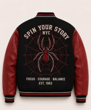Spider-Man Brand New Day Protector of NYC Black Wool and Leather Varsity Jacket