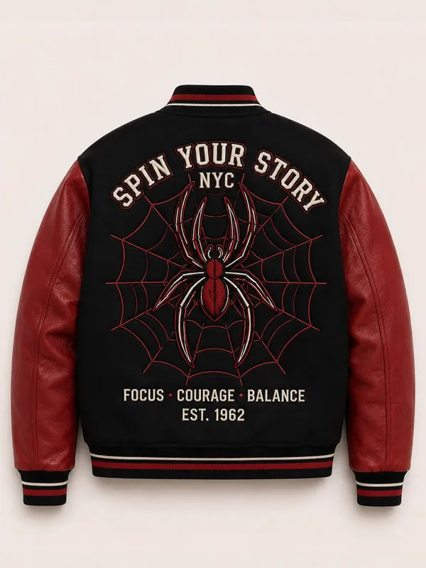 Spider-Man Brand New Day Protector of NYC Black Wool and Leather Varsity Jacket