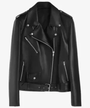 TJW Asymmetrical Black Biker Leather Jacket