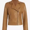 TJW Camel Brown Moto Leather Jacket