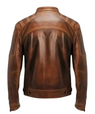 The Jacket World 2026 Men's Brown Distressed Cafe Racer Leather Jacket