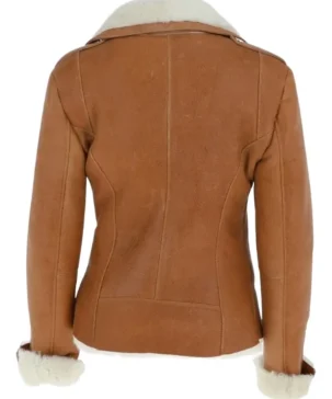 The Jacket World 2026 Women's Brown Biker Shearling Leather Jacket