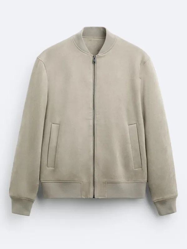 The Jacket World Faux Suede Bomber Jacket