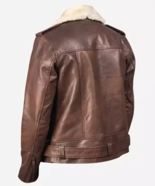 The Jacket World Mens Winter Fur Brown Biker Leather Jacket