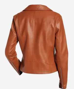 The Jacket World Womens Asymmetrical Brown Biker Leather Jacket