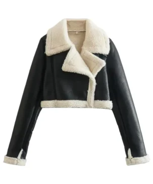 The Jacket World Women's Black Shearling Jacket