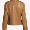 The Jacket World Womens Camel Brown Asymmetrical Leather Biker Jacket