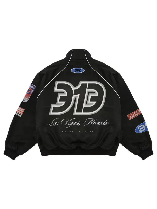 UFC 313 Asphalt Black Racing Jacket