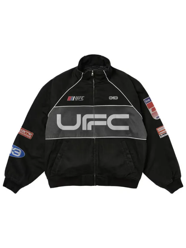 UFC 313 Las Vegas Neveda Fight Night Asphalt Vintage Racing Black Jacket