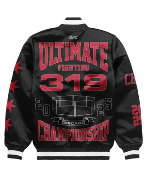 Windy City Chicago 2025 Ultimate Fighting Championship 319 Black Satin Varsity Jacket