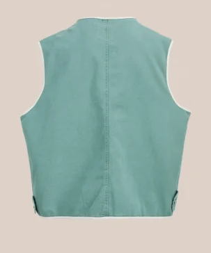 The Jacket World 2026 Faded Hunter Green Cotton Twill Utility Vest