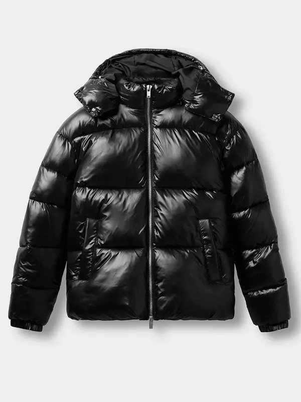 The Jacket World Black Hooded Puffer Jacket